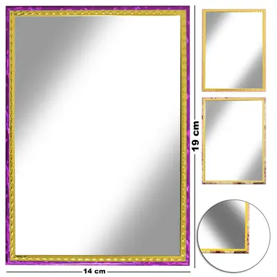 ESPELHO DE PENDURAR EMOLDURADO RETANGULAR METALIZADO DOURADO 19X14CM