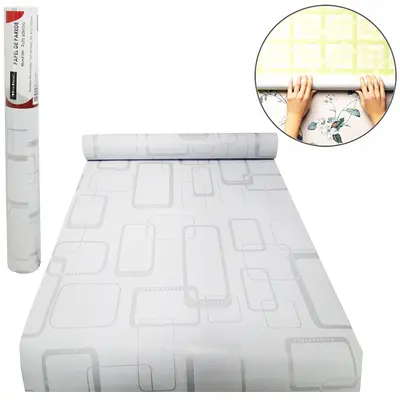 PAPEL DE PAREDE ROLO AUTOADESIVO QUADRADOS 45CMX10M