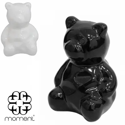 ENFEITE URSO DE PORCELANA PRETO / BRANCO 6X4,5X4,5CM