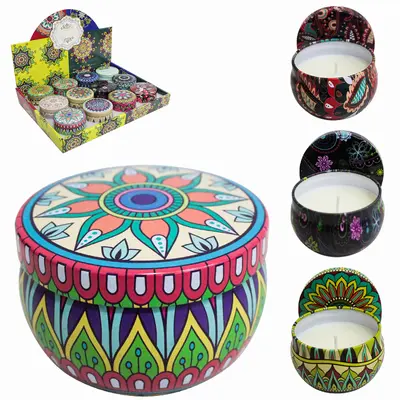 VELA DECORATIVA AROMATICA POTE DE METAL REDONDO BOJUDO