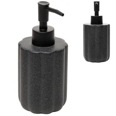 PORTA SABONETE LIQUIDO DE PORCELANA REDONDO GRANILITE GEOMETRIC PRETO 300ML