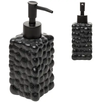 PORTA SABONETE LIQUIDO DE PORCELANA QUADRADO BUBBLE PRETO 300ML