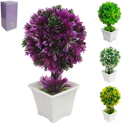 FLOR PERMANENTE BOLA SORTIDAS COM VASO DE PLASTICO QUADRADO 21X6,8X5CM VCF