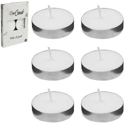 VELA DECORATIVA FLUTUANTE / RECHAUD BRANCA COM 6 PECAS 4CM DE Ø