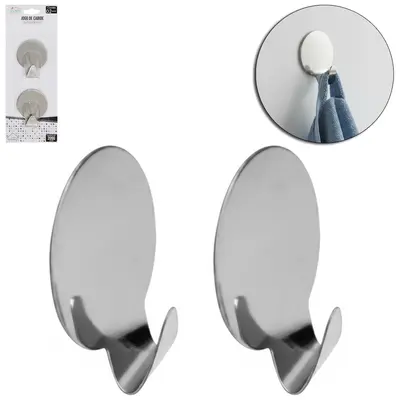 CABIDE GANCHO DE INOX AUTOADESIVO COM 2 PECAS 3,5CM DE Ø