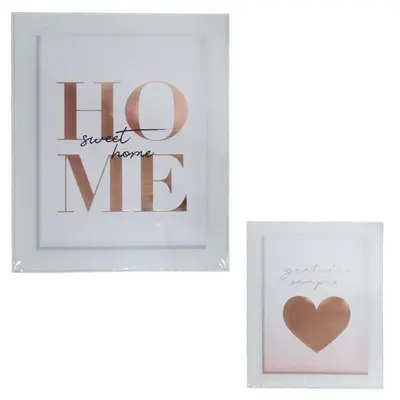 QUADRO DECORATIVO 20,5X25,5CM COM MOLDURA DE PLASTICO FRASES SORTIDAS