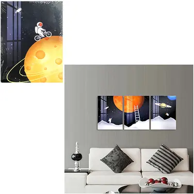 QUADRO DECORATIVO 18X24CM DE MADEIRA ESTAMPAS SORTIDAS COM 3 PECAS