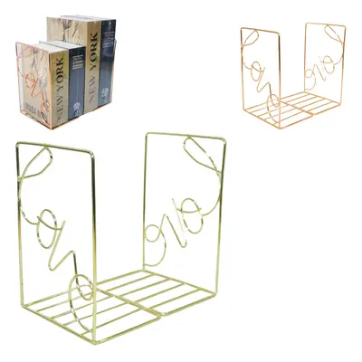 SUPORTE ORGANIZADOR ARAMADO LOVE PARA LIVRO METALIZADO COM 2 PECAS 21,5X14X11CM
