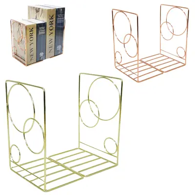 SUPORTE ORGANIZADOR ARAMADO BOLAS PARA LIVRO METALIZADO COM 2 PECAS 21,5X14X11CM