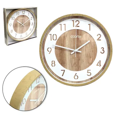 RELOGIO DE PAREDE REDONDO TIPO MADEIRA DECOR 30,5CM DE Ø