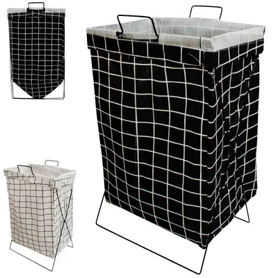 CESTO ORGANIZADOR DE POLIESTER DOBRAVEL COM ALCA + SUPORTE 59X35X26CM
