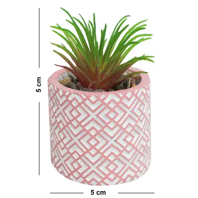 FLOR PERMANENTE SUCULENTA COM VASO DE CIMENTO REDONDO 5X5CM DE Ø