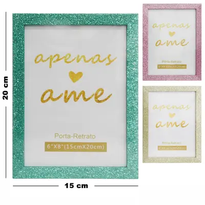 PORTA RETRATO 15X20 COM MOLDURA DE MADEIRA MDF GLITTER