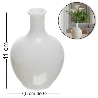 VASO DE VIDRO REDONDO DALIA BRANCO 11X7,5CM DE Ø