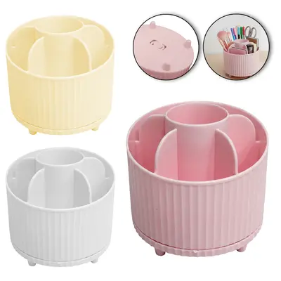 ORGANIZADOR DE MESA / PORTA CANETA / LAPIS MULTIUSO DE PLASTICO GIRATORIO COM 6 CAVIDADES