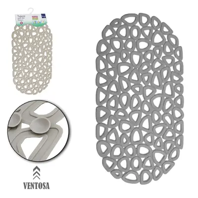 TAPETE DE PISO DE PVC OVAL PARA BANHEIRO COM VENTOSA MERENGUE 66X34CM