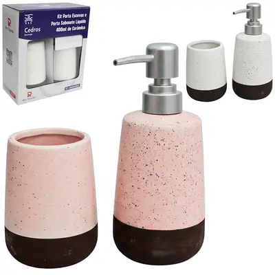 JOGO PARA BANHEIRO DE PORCELANA REDONDO GRANITO COM 2 PECAS 400ML