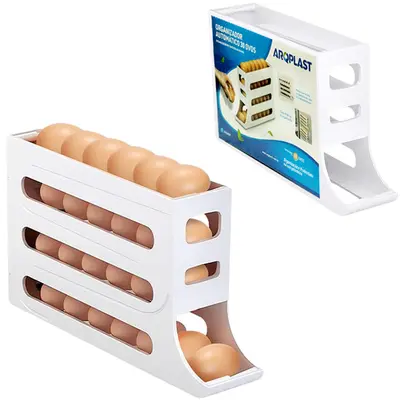 ORGANIZADOR ( PORTA ) PARA 30 OVOS DE PLASTICO QUADRUPLO BRANCO 35,9X19,9X7CM