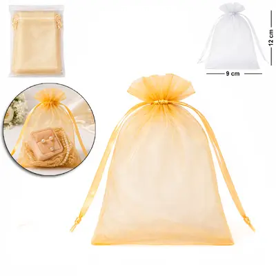 SACO DE ORGANZA DE NYLON TELADO PP COM 10 PECAS 9X12CM