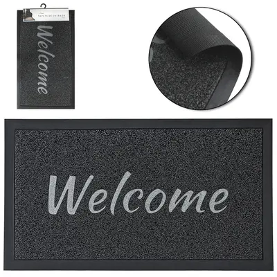 TAPETE CAPACHO DE PISO RETANGULAR EMBORRACHADO WELCOME CASA NOBRE 75X45CM