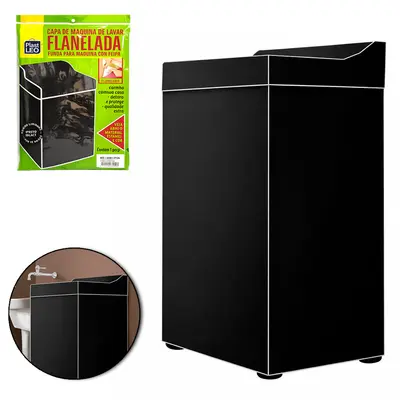 CAPA DE PVC FLANELADO PARA MAQUINA DE LAVAR BLACK GG 102X72X66CM