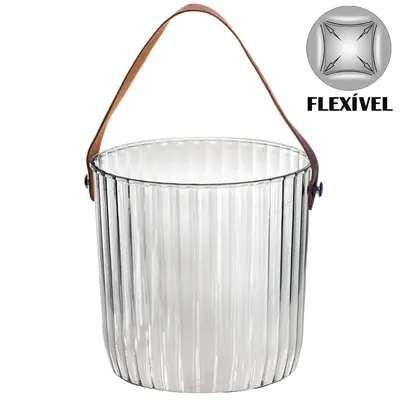 BALDE DE GELO DE PLASTICO PET FLEXIVEL COM ALCA LACUNA 1,3L