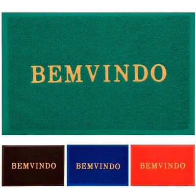TAPETE DE PISO VINILICO RETANGULAR BEM VINDO COLORS 58X38CM