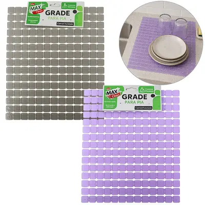 TAPETE GRADE DE PVC RETANGULAR PARA PIA ANTIDERRAPANTE MAX CLEAN TRANSCOLOR 29,5X24,5CM