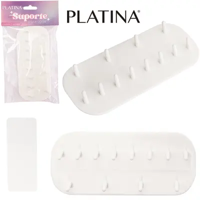 SUPORTE PORTA JOIAS / COLAR DE PLASTICO OVAL COM AUTOADESIVO PLATINA 13,9X6X1,3CM