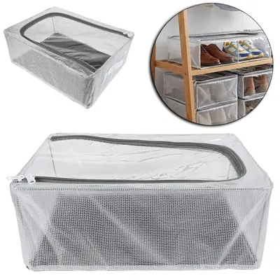 CAIXA ORGANIZADOR DE PVC / TNT COM ARAME E FUNDO DE MDF DOBRAVEL PARA SAPATOS CASA NOBRE 40X30X15CM