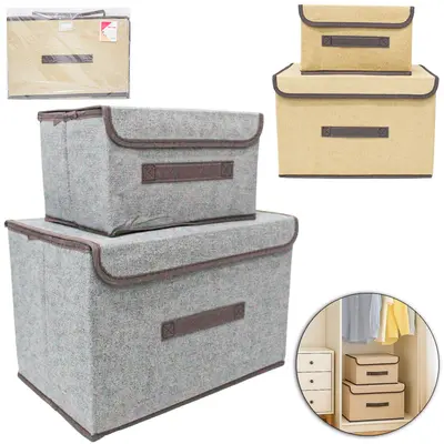 CAIXA ORGANIZADOR DE PVC / TNT DOBRAVEL MULTIUSO COM ALCA DAY BY DAY 2 PECAS 19 / 7,8L 36X24X23/25X19X16CM