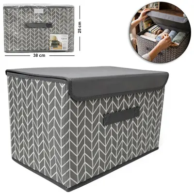 CAIXA ORGANIZADOR DE PVC / TNT DOBRAVEL MULTIUSO COM ALCA CASA NOBRE 38X25X25CM
