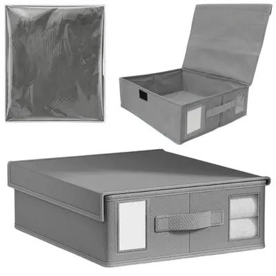 CAIXA ORGANIZADOR DE PVC / TNT DOBRAVEL MULTIUSO COM ALCA FLEX GOLD HOME 39X32,5X12,5CM