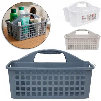 CESTO ORGANIZADOR DE PLASTICO RETANGULAR VAZADO COM 3 DIVISORIAS + ALCA STORAGE 32X23X19CM