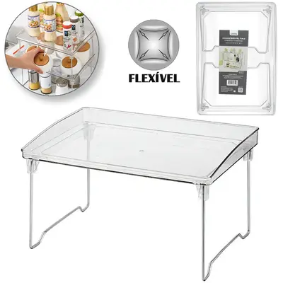 SUPORTE PRATELEIRA ORGANIZADOR DOBRAVEL DE PLASTICO PET FLEXIVEL / ARAMADO RETANGULAR EMPILHAVEL 30X21,5X15CM