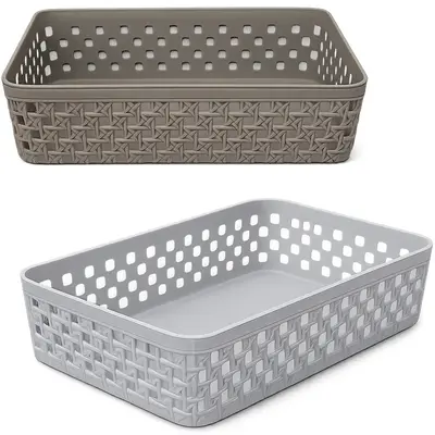 CESTO ORGANIZADOR DE PLASTICO RETANGULAR VAZADO 25,8X17,5X6,6CM