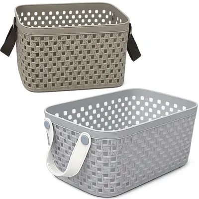 CESTO ORGANIZADOR DE PLASTICO RETANGULAR VAZADO COM ALCA 23,3X16X13CM