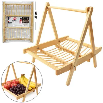 CESTA FRUTEIRA DE MESA DE BAMBU RETANGULAR 25X18,5X14CM