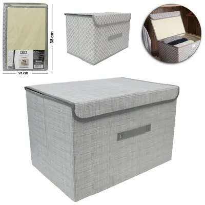 CAIXA ORGANIZADOR DE PVC / TNT DOBRAVEL MULTIUSO COM ALCA 38X23X23CM