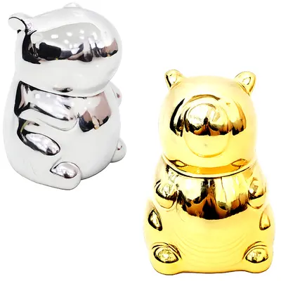 ENFEITE CAPIVARA DE PORCELANA METALIZADO 9,5X6,5X6,5CM
