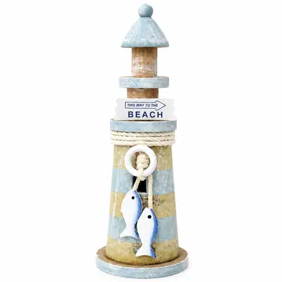ENFEITE DE MADEIRA FAROL 21,5X7,5CM DE Ø