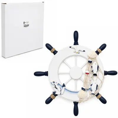 ENFEITE DE MADEIRA RODA NAUTICA PARA PENSURAR 23CM DE Ø