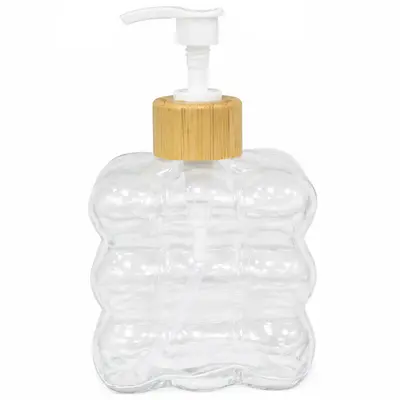 PORTA SABONETE LIQUIDO DE VIDRO RETANGULAR BUBBLE GOLA DE BAMBU 310ML