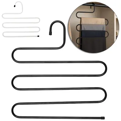 CABIDE ROUPA / CALCA DE METAL COM 5 DIVISORIAS PRETO/BRANCO 36X33CM 8MM
