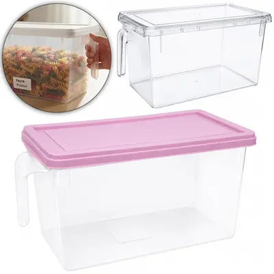ORGANIZADOR DE GELADEIRA DE PLASTICO RETANGULAR COM TAMPA + ALCA MULTIUSO 30X16X15,5CM