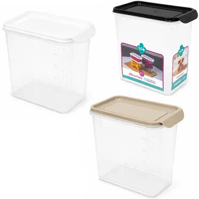 ORGANIZADOR DE PLASTICO RETANGULAR EMPILHAVEL GRADUADO TREVO DIKAMAIS COM TAMPA 1,7L