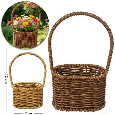 CESTO ORGANIZADOR DE PLASTICO TIPO VIME OVAL COM ALCA 12X8X7CM