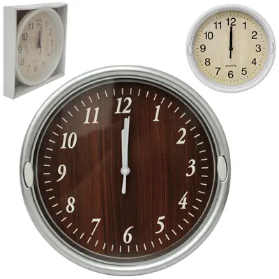 RELOGIO DE PAREDE REDONDO TIPO MADEIRA 22,5CM DE Ø