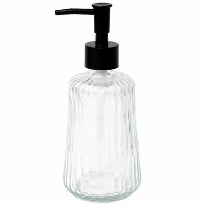 PORTA SABONETE LIQUIDO DE VIDRO REDONDO TRANSPARENTE 350ML