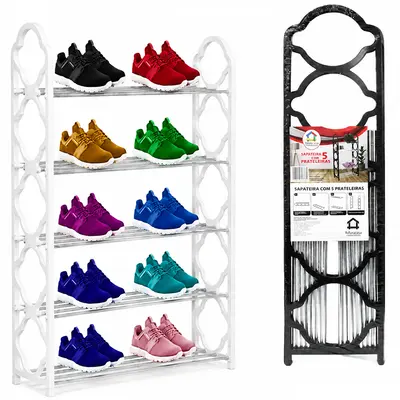 ORGANIZADOR / SAPATEIRA DESMONTAVEL DE PLASTICO / METAL 15 TUBOS 5 ANDARES 67X41,5X18CM
